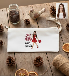 Kişiye Özel Karikatürlü Cute But Virgo Başak Burcu Kalemlik Ham Bez Doğum Günü Hediyesi