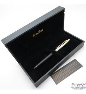 Scrikss Special İsme Özel Mat Siyah Gold Krom Ahşap Kutulu Dolma Kalem