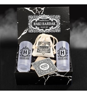 Premium İsimli ve Harfli Rakı Bardağı Seti Hediye Kutusu