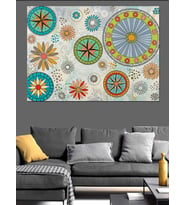 Renkli Mandala Geometrik Desen Dekoratif Kanvas - Mdf Ahşap Tablo
