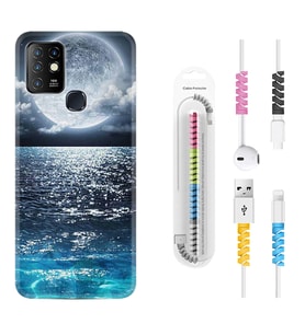 INFINIX Hot 8 9 10 11S Hot 10 Play 10T Kılıf Kablo Koruma Spiral Silikon Great Moon 1301
