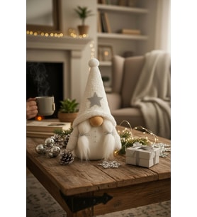 İskandinav Şans Cücesi-Ev ofis bebek odası dekoru hediyelik-Winter girl - 35 cm