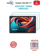 2 ADET Casper VIA S50 11" Tablet İçin Tam Uyumlu Ekran Koruyucu Cam Nano HD Esnek Kırılmaz