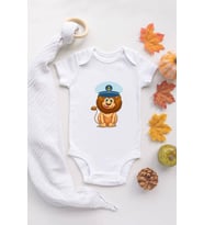 Erkek Ekru Bebek Denizci Baskılı Çıtçıtlı Body zıbın