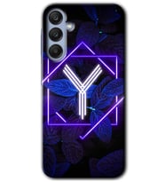 Galaxy A35 Kılıf HD Desen Baskılı Kılıf - Dark Neon Yaprak Y Harfi