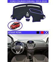 Ford Courier Ekranlı 2013-2020 İçin Uygun Torpido Koruma Halısı Siyah Kenar Renk Mavi