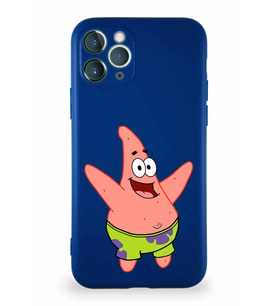 Apple iPhone 11 Pro Soft Premier Kapak Patrick Yıldız Tasarımlı Silikon Kılıf - Lacivert (Şeffaf)