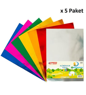 Bigpoint Alüminyum Folyo A4 Karışık 10 Renk - 85 Gram x 5 Paket