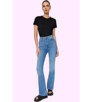 Kadın Yüksek Bel Uzun Boy Flare Jean Denim Günlük Kombinler Hafta Sonu Yaz Aylarının Vazgeçilmezi (Mavi)