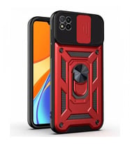 Kızaklı Tank Kılıf Xiaomi Redmi 9C Kırmızı
