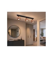 Gu10 Duy Tasarruflu Ampül Os ram ve Sly vania Üçlü Modern 3'lü Ray Spot Avize Parlak Bakır Kaplama 60cm Siyah Gövde Led Spot Tavan Avize Plofonyer