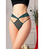 Amora Secret Yeşil Dantelli İp Detaylı Fantezi String Tanga