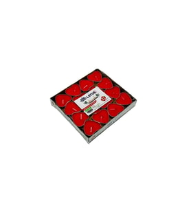 Tealight mum 32'li kırmızı renk kalp şekilli mum