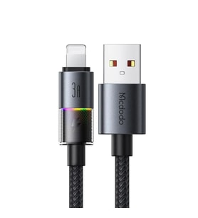 Mcdodo CA-8170 Usb iPhone 3A 7 Renkli LED Işıklı Şarj Data Kablosu (Siyah)