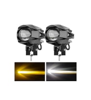 2 Adet Motosiklet Atv Utv Scooter Offroad Beyaz Sarı Çift Renk Lazer Sis Farı Delici 12-80 Volt