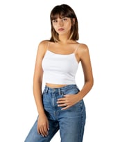 Kadın Beyaz İp Askılı Crop Top Büstiyer Bluz Atlet 23K-TRP-CRP01