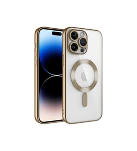 Apple iPhone 14 Pro Uyumlu Kılıf Kamera Korumalı M-safe Wireless Şarj Özellikli Zore Demre Kapak (Gold)