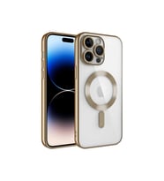 Apple iPhone 14 Pro Uyumlu Kılıf Kamera Korumalı M-safe Wireless Şarj Özellikli Zore Demre Kapak (Gold)