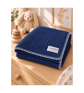 Müslin Bebek Örtü & Battaniye Lacivert – %100 Pamuk 100x140 cm