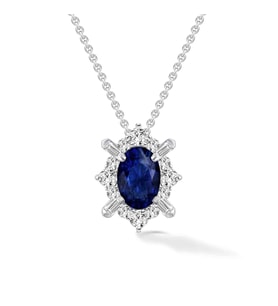 0.70 Karat Pırlanta Safir Kolye (Beyaz-Rose Gold)