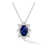 0.70 Karat Pırlanta Safir Kolye (Beyaz-Rose Gold)