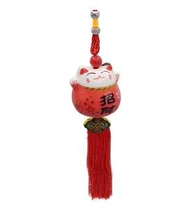 Feng Shui Maneki Neko Şans Kedisi Kırmızı No.2 (Karışık)