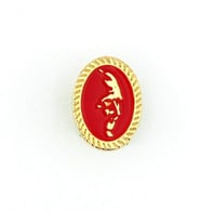 Kırmızı Atatürk Silüeti Sarı Metal Pin Rozet RZ163