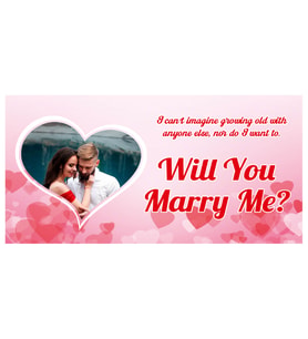 Fotoğraflı İngilizce Kapli Evlilik Teklifi Afişi Pankartı  Marry Me