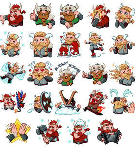 Sevimli Viking Sticker Set 24 Parça Telefon, Tablet, Defter, Laptop Sticker