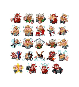 Sevimli Viking Sticker Set 24 Parça Telefon, Tablet, Defter, Laptop Sticker