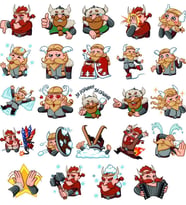 Sevimli Viking Sticker Set 24 Parça Telefon, Tablet, Defter, Laptop Sticker