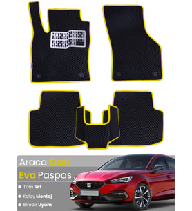 SEAT LEON HYBRİD (2020-2024) Uyumlu EVA Paspas Tam Set–Oto Paspas,Araca Özel,Kolay Montaj