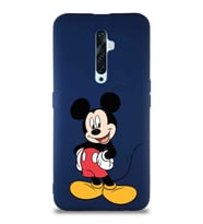 Oppo Reno 2Z Soft Premier Kapak Mickey Mouse-E Tasarımlı Silikon Kılıf - Lacivert (Şeffaf)