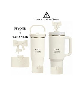 Stanley Quencher 40 oz 1.18 L Uyumlu Termos Aksesuar Seti Fiyonk Kurdele+Taban (A.Krem)