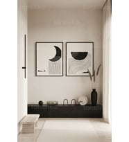 Minimalist Siyah-Beyaz Doğa 2'li Ahşap Çerçeveli Tablo Seti