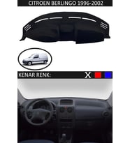 Citroen Berlingo 1996-2002 Modelleri İçin Uygun Torpido Koruma Halısı Siyah Kenar Renk Siyah