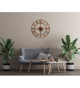 BK Home Dekoratif 45cm Ahşap Duvar Saati-19 (Beyaz)