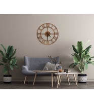 BK Home Dekoratif 45cm Ahşap Duvar Saati-19 (Beyaz)