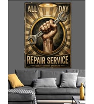 All Day Repair Service Tabelası Dekoratif Kanvas - Mdf Ahşap Tablo