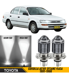 Toyota Corolla Efsane Kasa 1991-1998 Mercekli Far Ampulü Led Xenon Beyaz Şimşek Etkili Led Uzun Kısa