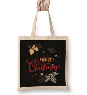 Yılbaşı Yeni Yıl Konseptli Merry Christmas 024 Bez Çanta Uzun Saplı
