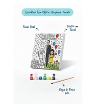 23 Nisan Atatürk ve Çocuklar Temalı Boyama Tuvali – Şövalesiz Boya Seti 20x20