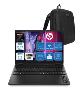 HP Hyperx Omen Amd Ryzen 5 240 96GB Ddr5 1tb SSD 8GB/RTX5050 15.3" Wuxga 165Hz 6.5ms IPS Windows 11 Home Gaming Bilgisayar D2QW7EAH38 + Zetta Çanta