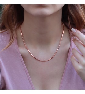 Rose Gold Kaplama Silindir Gümüş Zincir