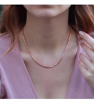 Rose Gold Kaplama Silindir Gümüş Zincir