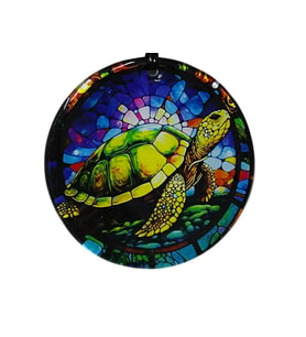 Kaplumbağa Desenli Mavi Renk 12 cm Duvar Süsü (Çok Renkli)
