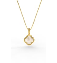 925 Ayar Beyaz Sedef Taşlı Gold Van Cleef Yonca Gümüş Kolye