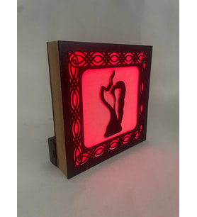 Işıltılı Aşk Silüeti - Dekoratif Lazer Kesim Led Gece Lambası Kırmızı
