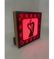Işıltılı Aşk Silüeti - Dekoratif Lazer Kesim Led Gece Lambası Kırmızı