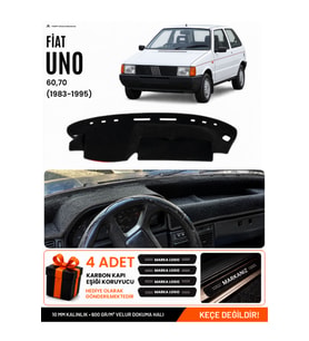 FIAT UNO 6070 (1983-1995) Uyumlu Torpido Örtüsü Torpido Kılıfı - Siyah